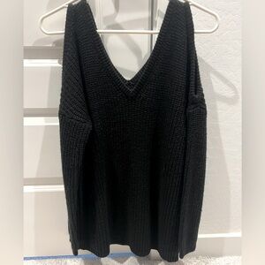 Black knitted long sleeve women top